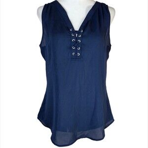 Soho Jeans Lace Up Front Tank Top Women's Small Minimalist Chic Business Casual